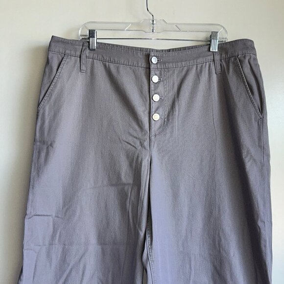 J. CREW Grey Button-Fly Wide Leg Crop Twill Pants Size 16 - Picture 3 of 13